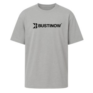 Bustinow Logolu Unisex Premium Oversize Açık Gri Tişört