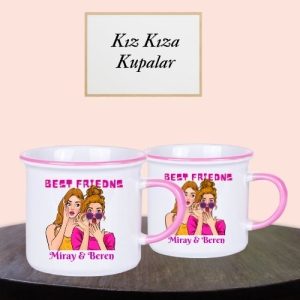 Çılgın Kankalara Özel Enamel Pembe Kupa Bardak