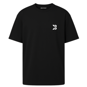 Bustinow Minimal Logolu Premium Unisex Oversize Siyah Tişört