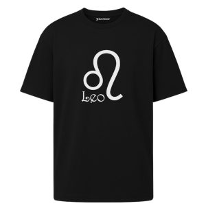 Leo - Aslan Burcu Astroloji Oversize Siyah Tişört