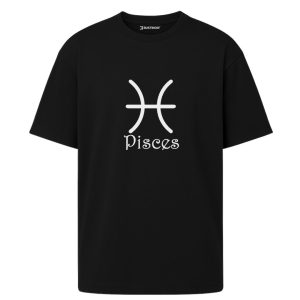 Pisces - Balık Burcu Astroloji Oversize Siyah Tişört