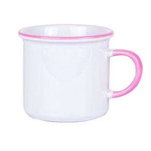 Kişiselleştirilebilir Ağız Çevresi Pembe Enamel Kupa