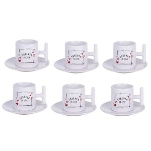 Kahve Fincan Takımı – 6’lı Beyaz T Kulplu - Kişiye Özel