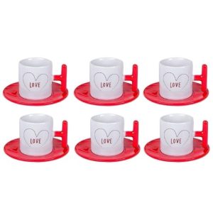 T Kulplu Türk Kahvesi Fincan Takımı – 6’lı Kırmızı – Kişiye Özel