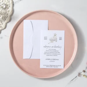 BST-7148 Yaldızlı ve Botanik Suluboya Desenli Modern Davetiye