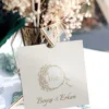 BST-2431 Altın Varak Floral Çelenkli ve Krem Kılıflı Kare Lüks Davetiye